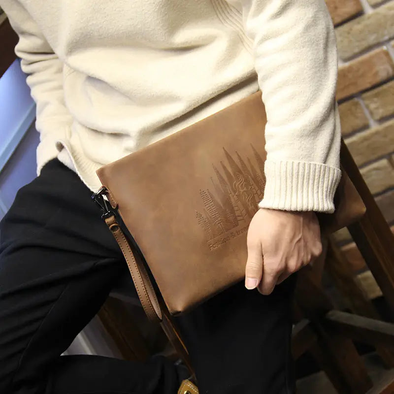 PREMIUM Vintage Leather Men's Large Capacity Clutch Bag