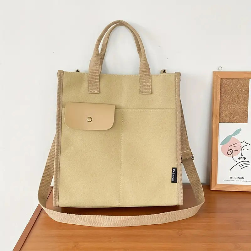 Minimalist Solid Canvas Tote Bag