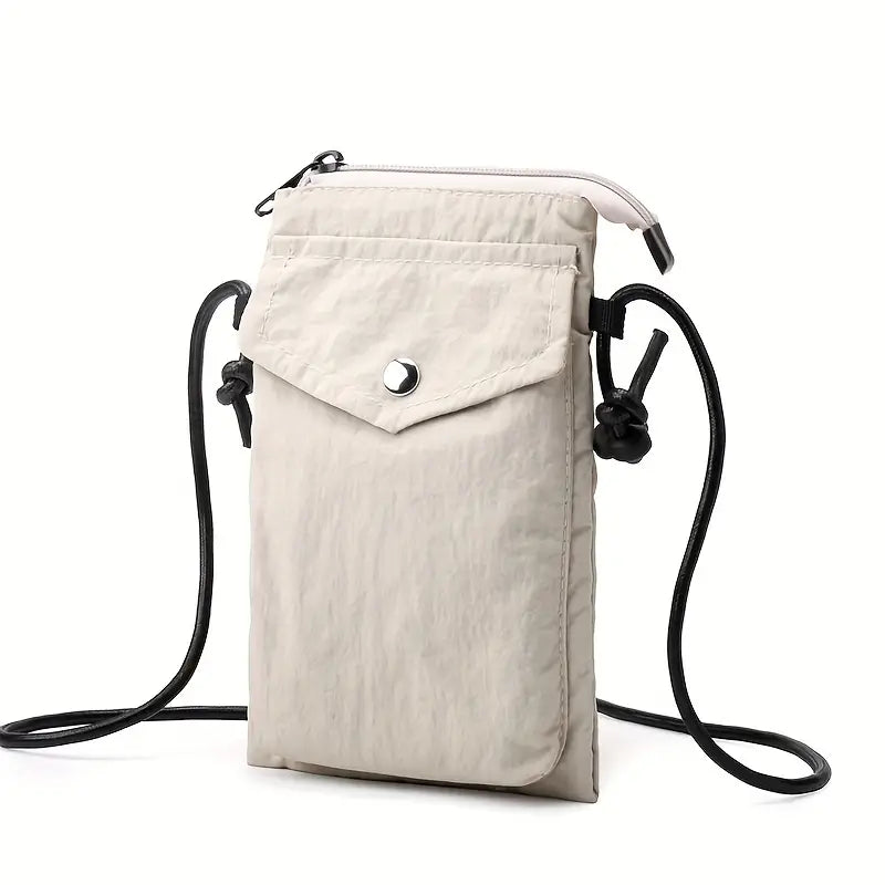 Edgy Nylon Cross-Body Sling Bag - Adjustable Strap -Plain White