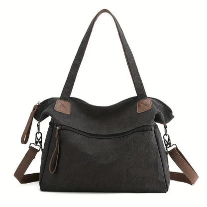 Sleek Black Canvas Tote – Perfect for Office, Travel, and Everyday Commute